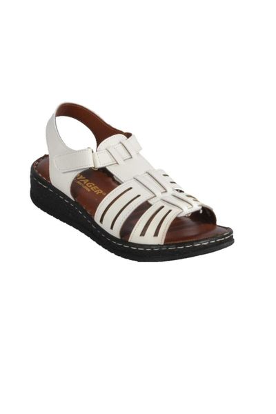 sandals white women 's genuine leather, Black