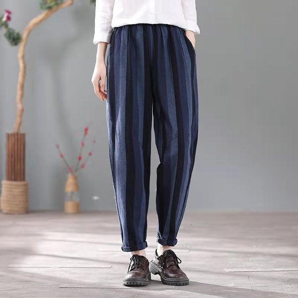 women's jeans spring korean style women loose casual elastic waist ankle-length pants all-matched striped cotton linen harem w161, Blue
women's jeans spring korean style women loose casual elastic waist ankle-length pants all-matched striped cotton linen harem w161, Blue