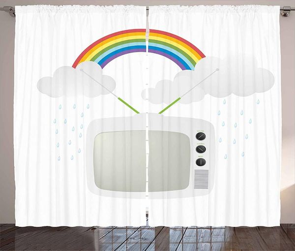 curtain & drapes vintage rainbow curtains for kids room old tv with raining clouds on antennas broadcast window living bedroom 
curtain & drapes vintage rainbow curtains for kids room old tv with raining clouds on antennas broadcast window living bedroom