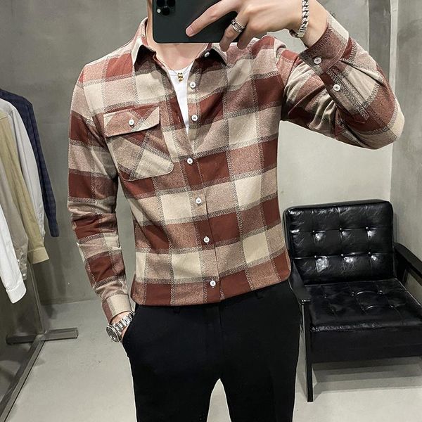 men's casual shirts british style check shirt men autumn slim fit plaid long sleeve formal 3xl korean clothes, White;black
men's casual shirts british style check shirt men autumn slim fit plaid long sleeve formal 3xl korean clothes, White;black