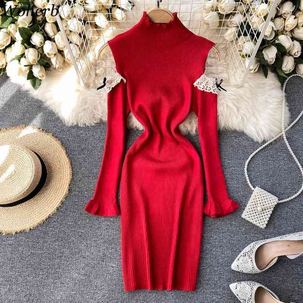 knitted dresses spring half turtleneck lace off shoulder sweater dress korean long sleeve stretch slim vestidos 210417, Black;gray
knitted dresses spring half turtleneck lace off shoulder sweater dress korean long sleeve stretch slim vestidos 210417, Black;gray