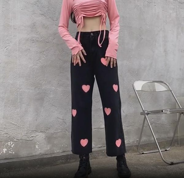 women's jeans heart print denim pants y2k retro high waist womens harajuku for women straight 90s fall winter, Blue
women's jeans heart print denim pants y2k retro high waist womens harajuku for women straight 90s fall winter, Blue