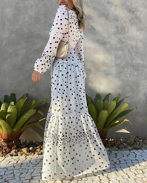 casual dresses polka dot long sleeve button front dress v-neck fashion street slit 2021 european and american, Black;gray
casual dresses polka dot long sleeve button front dress v-neck fashion street slit 2021 european and american, Black;gray