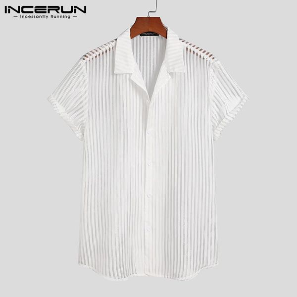 men's casual shirts incerun men mesh shirt striped 2021 streetwear see through lapel short sleeve fashion party camisas hombre 5xl, White;black
men's casual shirts incerun men mesh shirt striped 2021 streetwear see through lapel short sleeve fashion party camisas hombre 5xl, White;black