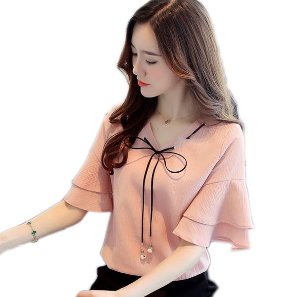 women's blouses & shirts korean fashion women blouse shirt bowknot silm chiffon female flare sleeve slim, White
women's blouses & shirts korean fashion women blouse shirt bowknot silm chiffon female flare sleeve slim, White