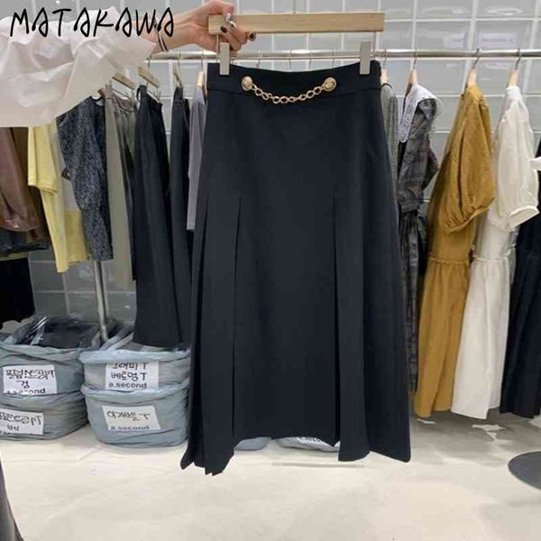 matakawa summer woman skirts korean temperament solid skirt female chain high waist midi skirt a-line faldas mujer moda 210513, Black
matakawa summer woman skirts korean temperament solid skirt female chain high waist midi skirt a-line faldas mujer moda 210513, Black
