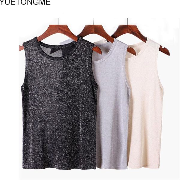 women's tanks & camis 2021 shining women knitted tank solid sleeveless tees o-neck slim female night club casual for womentsp159, White
women's tanks & camis 2021 shining women knitted tank solid sleeveless tees o-neck slim female night club casual for womentsp159, White