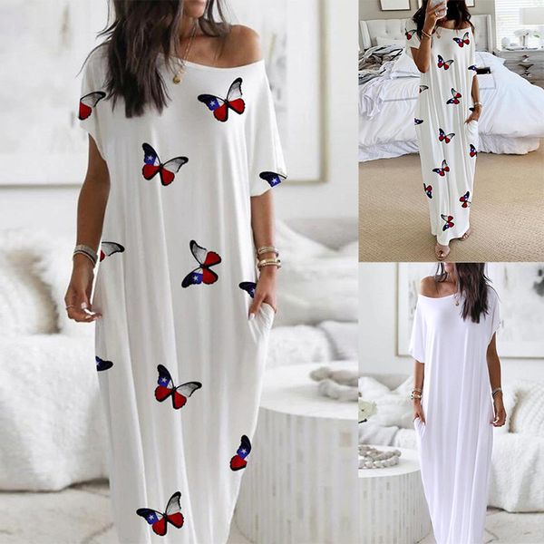 boutique dress 2021 women's short sleeve long with butterfly print, Black;gray
boutique dress 2021 women's short sleeve long with butterfly print, Black;gray