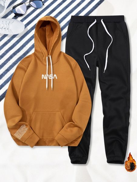 men slogan graphic kangaroo pocket drawstring thermal hoodie & sweatpants u5um#, Gray
men slogan graphic kangaroo pocket drawstring thermal hoodie & sweatpants u5um#, Gray