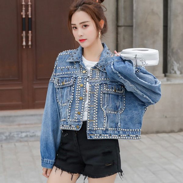 punk style hand studded rivet cool womens outerwear jackets and coats streetwear short denim sherpa sequin jeans jacket, Black;brown
punk style hand studded rivet cool womens outerwear jackets and coats streetwear short denim sherpa sequin jeans jacket, Black;brown