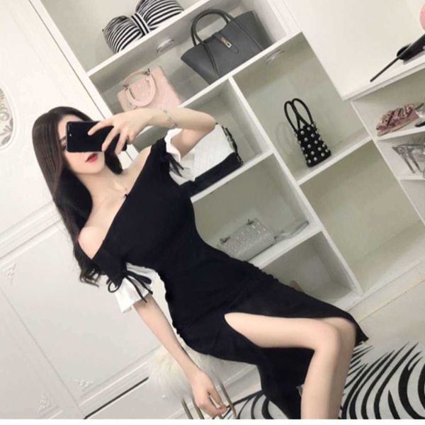 club night casual dresses women's one line collar off shoulder flared sleeve high waist split mid length strapls drs long skirt, Black;gray
club night casual dresses women's one line collar off shoulder flared sleeve high waist split mid length strapls drs long skirt, Black;gray