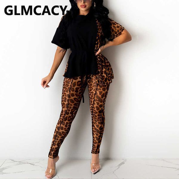 two piece leopard insert suits short sleeve t shirt & skinny pants set 210702, White
two piece leopard insert suits short sleeve t shirt & skinny pants set 210702, White