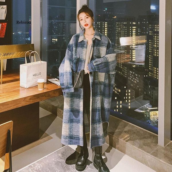 women's wool & blends woolen coat for women single-breasted over the knee plaid warm blue long fashion autumn winter, Black
women's wool & blends woolen coat for women single-breasted over the knee plaid warm blue long fashion autumn winter, Black