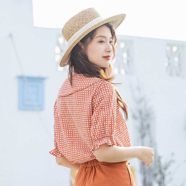 women's blouses & shirts blouses summer peter pan pollar vintage check loose sweet lantern short sleeve blouse qzf0, White
women's blouses & shirts blouses summer peter pan pollar vintage check loose sweet lantern short sleeve blouse qzf0, White