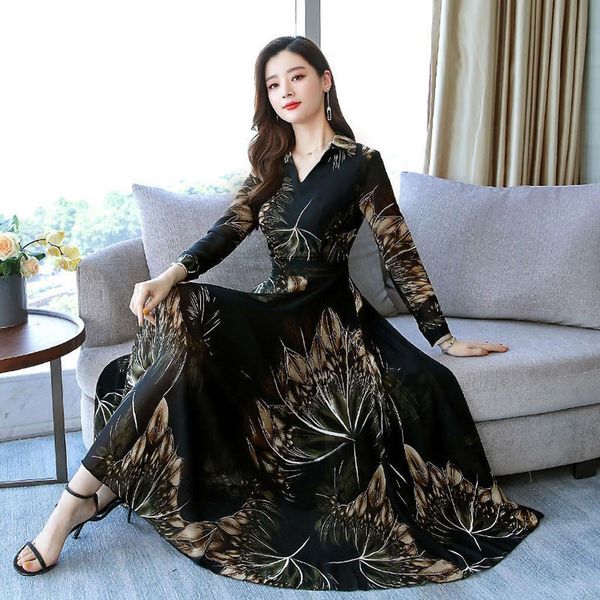 women casual slim v neck womens dress floral print long sleeve party lace up maxi a line striped summer plus, Black;gray
women casual slim v neck womens dress floral print long sleeve party lace up maxi a line striped summer plus, Black;gray
