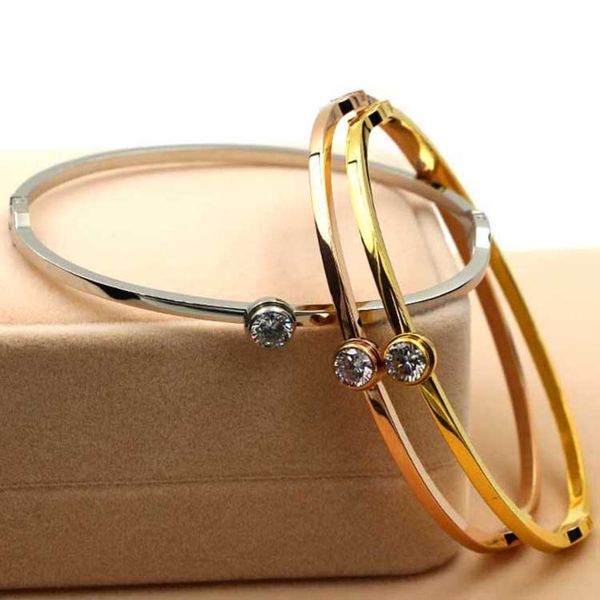 women single diamond design bangle bracelet titanium steel electroplating 18k rose gold couple jewelry, Black
women single diamond design bangle bracelet titanium steel electroplating 18k rose gold couple jewelry, Black