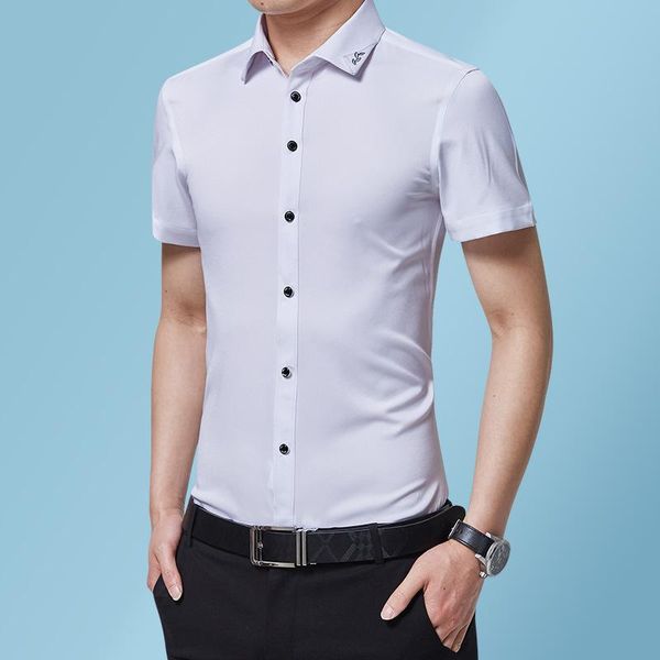 men's dress shirts short sleeve shirt 2021 summer pure white business thin formal wear no iron half for work, White;black
men's dress shirts short sleeve shirt 2021 summer pure white business thin formal wear no iron half for work, White;black