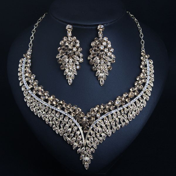 exaggerated full diamond collarbone necklace earring set dress female accessories, Silver
exaggerated full diamond collarbone necklace earring set dress female accessories, Silver
