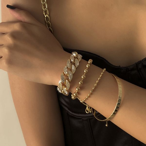 fashion inlaid with diamond cuban chain hip hop chain pattern beads bracelet set for women, Black
fashion inlaid with diamond cuban chain hip hop chain pattern beads bracelet set for women, Black