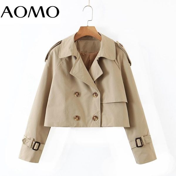 women's jackets aomo 2021 autumn women england style khaki crop trench coat with belt office lady coats 2z26a, Black;brown
women's jackets aomo 2021 autumn women england style khaki crop trench coat with belt office lady coats 2z26a, Black;brown