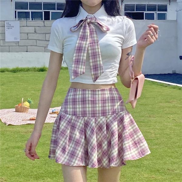 japanese two piece summer women dress fashion jk uniform plaid suit kawaii bow white shirt cute pleated mini high waist
japanese two piece summer women dress fashion jk uniform plaid suit kawaii bow white shirt cute pleated mini high waist