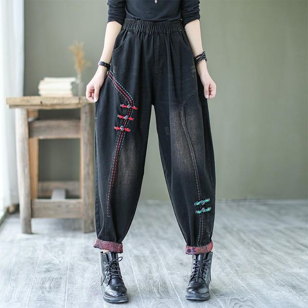 women's jeans fairynatural chinese style vintage pants female harajuku retro black street harem trousers loose fashion women punk, Blue
women's jeans fairynatural chinese style vintage pants female harajuku retro black street harem trousers loose fashion women punk, Blue