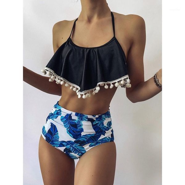 women bikini high waist swimsuits print ruffles bikinis swimming suit for womens push up bathing suits women's swimwear, White;black
women bikini high waist swimsuits print ruffles bikinis swimming suit for womens push up bathing suits women's swimwear, White;black