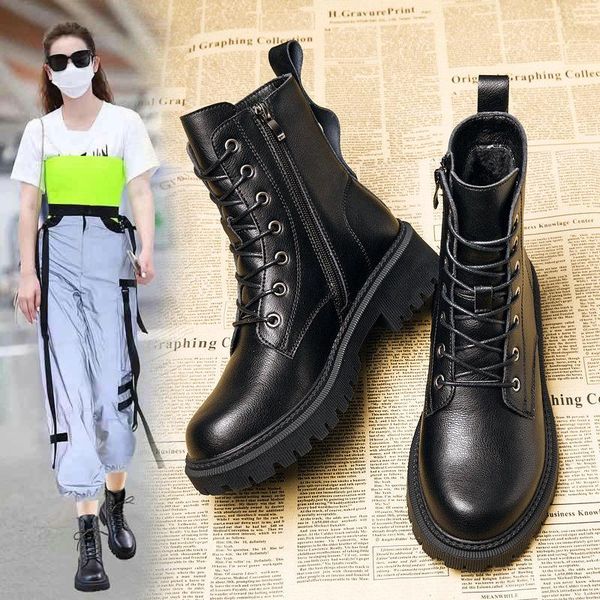 boots 2021 genuine leather women's british style plus velvet thick-soled inner heightened short single, Black
boots 2021 genuine leather women's british style plus velvet thick-soled inner heightened short single, Black