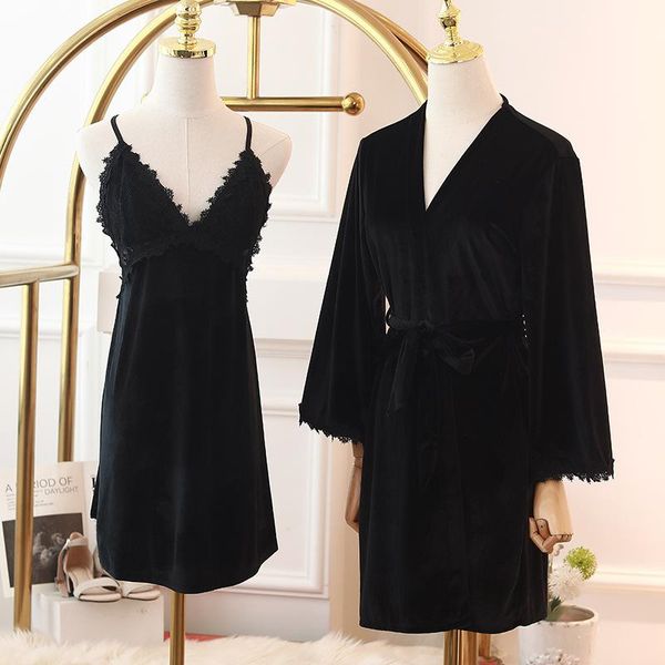 women's sleepwear kimono robe set intimate lingerie women velvet black lace nightwear casual long sleeve nightgown bathrobe gown, Black;red
women's sleepwear kimono robe set intimate lingerie women velvet black lace nightwear casual long sleeve nightgown bathrobe gown, Black;red