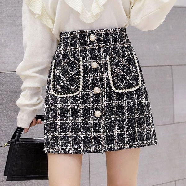 skirts black tweed women mini autumn winter button plaid korean high waist elegant skirt lady
skirts black tweed women mini autumn winter button plaid korean high waist elegant skirt lady