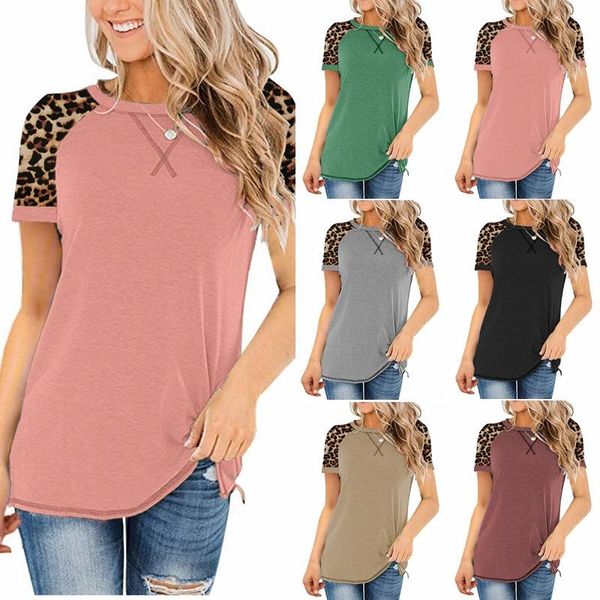 women's t-shirt 2021 spring and summer leopard print round neck short-sleeved bottoming shirt top, White
women's t-shirt 2021 spring and summer leopard print round neck short-sleeved bottoming shirt top, White