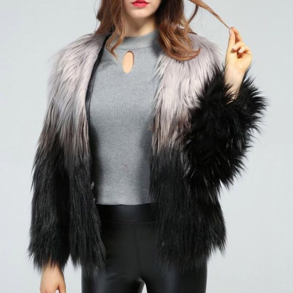 women's fur & faux jaycosin fashion gradient coat women fluffy warm long sleeve outerwear winter open front shaggy fuzzy hairy overcoat, Black
women's fur & faux jaycosin fashion gradient coat women fluffy warm long sleeve outerwear winter open front shaggy fuzzy hairy overcoat, Black