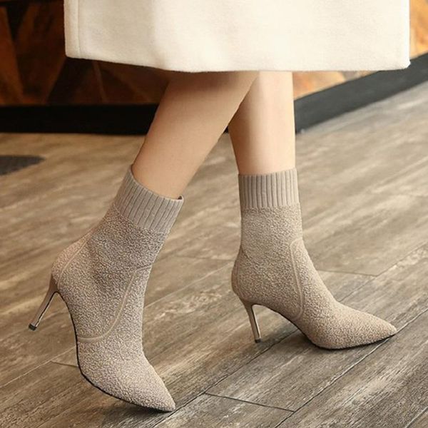 boots 2021 autumn winter women solid knitting thin high heel ankle boot ladies pointed toe fashion party women's shoes, Black
boots 2021 autumn winter women solid knitting thin high heel ankle boot ladies pointed toe fashion party women's shoes, Black
