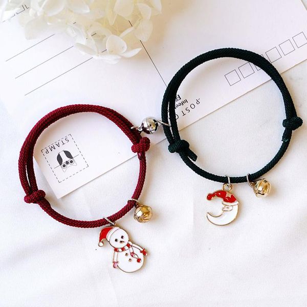 charm bracelets 2pcs/set couple magnet bracelet with christmas santa claus attraction rope pendant bangles lovers jewelry, Golden;silver
charm bracelets 2pcs/set couple magnet bracelet with christmas santa claus attraction rope pendant bangles lovers jewelry, Golden;silver