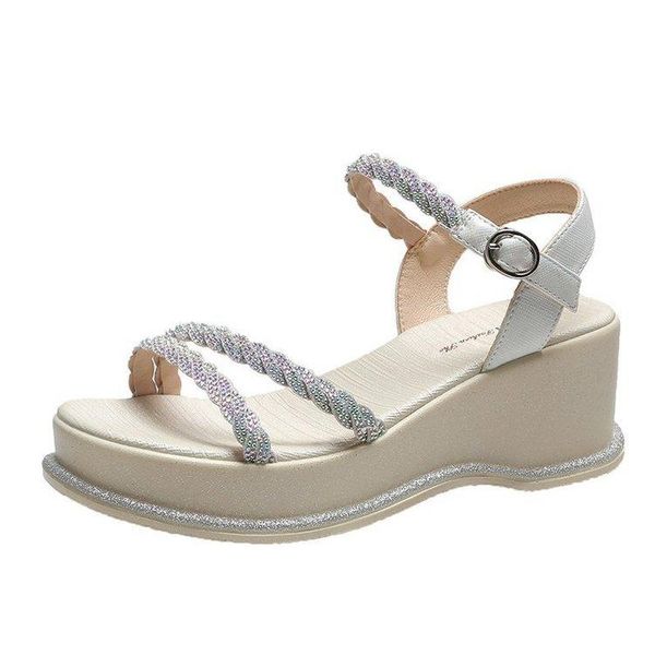women's sandals 2021 women high heels summer wedges platform rhinestone shoes wedding slippers pumps femme dress, Black
women's sandals 2021 women high heels summer wedges platform rhinestone shoes wedding slippers pumps femme dress, Black