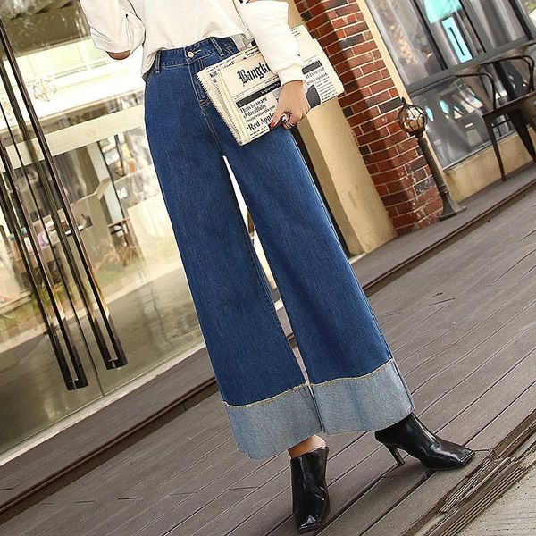 women's jeans nonis autumn women boyfriend wide leg female high waist loose straight street wear bottom cuffs no stretch plus size, Blue
women's jeans nonis autumn women boyfriend wide leg female high waist loose straight street wear bottom cuffs no stretch plus size, Blue