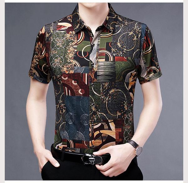 men's casual shirts summer geometric printed ice silk shirt short sleeve chinese fashion floral men hawaiian slim fit brand, White;black
men's casual shirts summer geometric printed ice silk shirt short sleeve chinese fashion floral men hawaiian slim fit brand, White;black