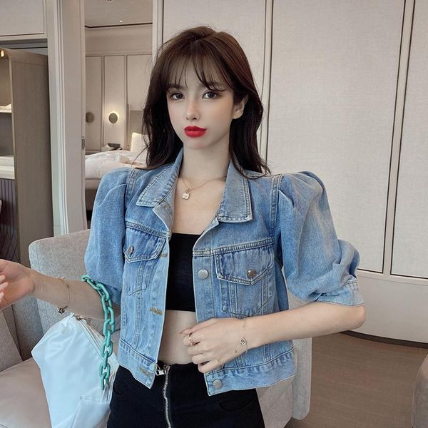 women's jackets puff sleeve short denim jacket female summer 2021 thin loose korean style temperament fashion half-sleeved top, Black;brown
women's jackets puff sleeve short denim jacket female summer 2021 thin loose korean style temperament fashion half-sleeved top, Black;brown