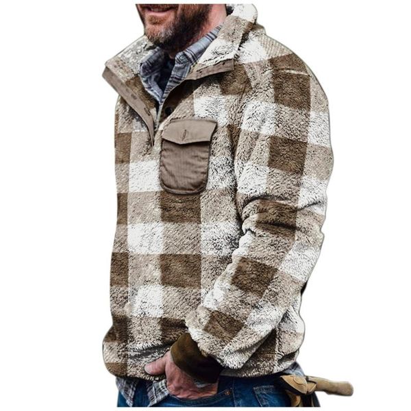 men's jackets feitong men plaid jacket winter rurn down neck plush sweater button pullover with pocket outwear windproof, Black;brown
men's jackets feitong men plaid jacket winter rurn down neck plush sweater button pullover with pocket outwear windproof, Black;brown