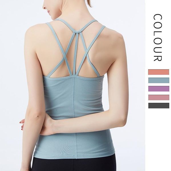 running jerseys sports vest women's aerobics beautiful back sleeveless clothes with chest pads, Black;blue
running jerseys sports vest women's aerobics beautiful back sleeveless clothes with chest pads, Black;blue