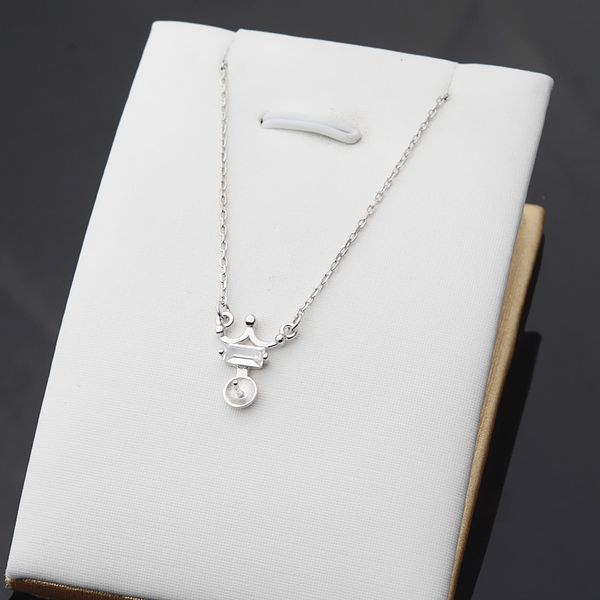 diy s925 silver pendant crown necklace 7-8 women's chain pearl accessories simple fashion 415
diy s925 silver pendant crown necklace 7-8 women's chain pearl accessories simple fashion 415