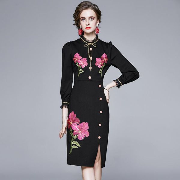 casual dresses jsxdhk fashion runway designer autumn dress women's flower embroidery stand collar black luxury package buttocks vestido, Black;gray
casual dresses jsxdhk fashion runway designer autumn dress women's flower embroidery stand collar black luxury package buttocks vestido, Black;gray