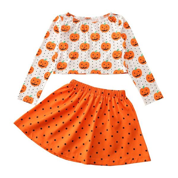 clothing sets kids halloween 2pcs outfits, pumpkin dots print o-neck long sleeves crop + elastic waist short skirt for girls, orange, White
clothing sets kids halloween 2pcs outfits, pumpkin dots print o-neck long sleeves crop + elastic waist short skirt for girls, orange, White