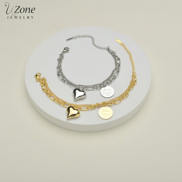 charm bracelets uzone romantic stainless steel heart round pendant double chain bracelet for woman jewelry birthday gift free, Golden;silver
charm bracelets uzone romantic stainless steel heart round pendant double chain bracelet for woman jewelry birthday gift free, Golden;silver
