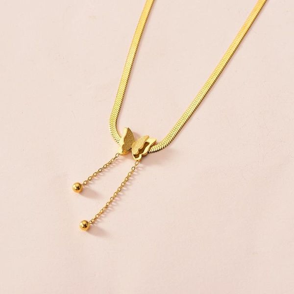 pendant necklaces stainless steel plating gold frosted butterfly female fashion titanium bone chain tassel snake necklace, Silver
pendant necklaces stainless steel plating gold frosted butterfly female fashion titanium bone chain tassel snake necklace, Silver