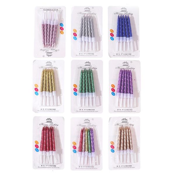 10pcs/bag thread color birthday candles with stand cake candle party supplies wedding decoration
10pcs/bag thread color birthday candles with stand cake candle party supplies wedding decoration