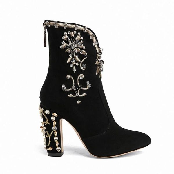 boots women ankle embroidered flower floral rhinestones crystal ethnic suede leather block high heel retro shoes plus s, Black
boots women ankle embroidered flower floral rhinestones crystal ethnic suede leather block high heel retro shoes plus s, Black