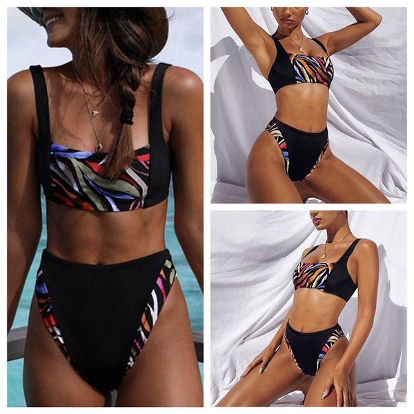 women's swimwear itranyee high waist bikini set 2021 rainbow zebra pattern patchwork swimsuit women female beach wear bathing suit, White;black
women's swimwear itranyee high waist bikini set 2021 rainbow zebra pattern patchwork swimsuit women female beach wear bathing suit, White;black