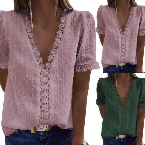 fashion summer t shirt women cotton lace short sleeve casual t-shirt v-neck solid color women's, White
fashion summer t shirt women cotton lace short sleeve casual t-shirt v-neck solid color women's, White