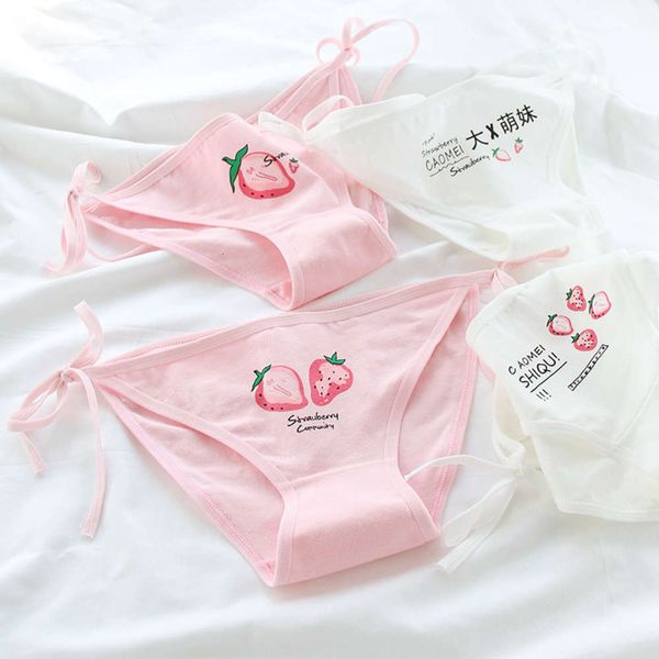 lolita pink printing strawberry pattern women's underwear cotton lacing up panties students sweet briefs lingerie, Black;white
lolita pink printing strawberry pattern women's underwear cotton lacing up panties students sweet briefs lingerie, Black;white